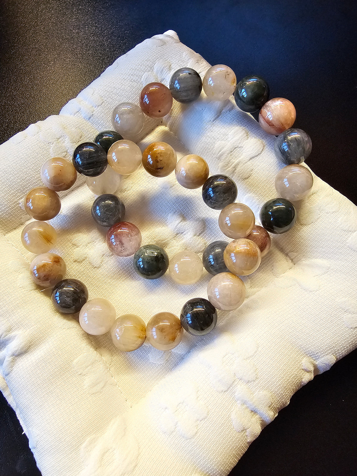 Natural Multicolor Rabbit Hair Quartz Bracelet